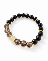 Libyan Glass · Smoky Quartz · Onyx Crystal Bracelet - Jet Set