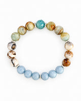 Aquatine Blue Calcite · Wood Opal · Angelite Crystal Bracelet - Light of Origin