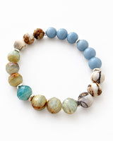 Aquatine Blue Calcite · Wood Opal · Angelite Crystal Bracelet - Light of Origin