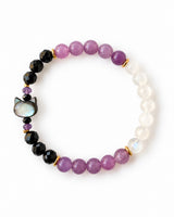 Rainbow Moonstone · Malaya Garnet · Black Tourmaline · Lepidolite Crystal Bracelet - Moonspell