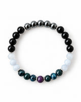 Richterite · Purpurite · Blue Lace Agate · Black Tourmaline · Hematite Crystal Bracelet - Pain Relief