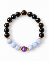 Onyx · Blue Lace Agate · Amethyst Crystal Bracelet - Peace Between