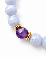 Onyx · Blue Lace Agate · Amethyst Crystal Bracelet - Peace Between