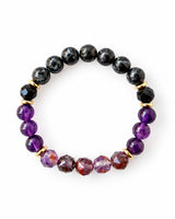 Super 7 · Amethyst · Black Tourmaline · Indigo Gabbro Crystal Bracelet - Secret Wisdom