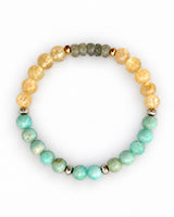 Yellow Aquamarine · Honey Calcite · Hemimorphite Crystal Bracelet - Self Led