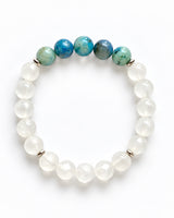 Azurite in Calcite · Selenite · Ice Mountain Jade Crystal Bracelet - Soothing Light