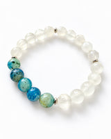 Azurite in Calcite · Selenite · Ice Mountain Jade Crystal Bracelet - Soothing Light