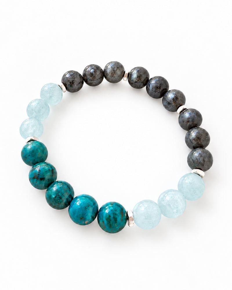 Shattuckite · Aquamarine · Norwegian Moonstone Bracelet - Stabilizer