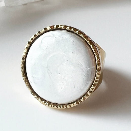 Full Moon Mother of Pearl 24K Gold Dipped Ring