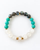 Herkimer Diamond · Rainbow Moonstone · Amazonite · Labradorite Crystal Bracelet - Discernment