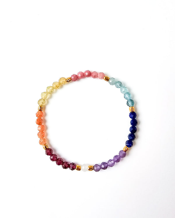 Amethyst · Lapis Lazuli · Blue Apatite · Rhodonite · Golden Rutile Quartz · Sunstone· Garnet · Moonstone - Mini Chakra