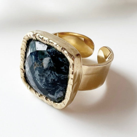 Pietersite 24K Gold Dipped Ring