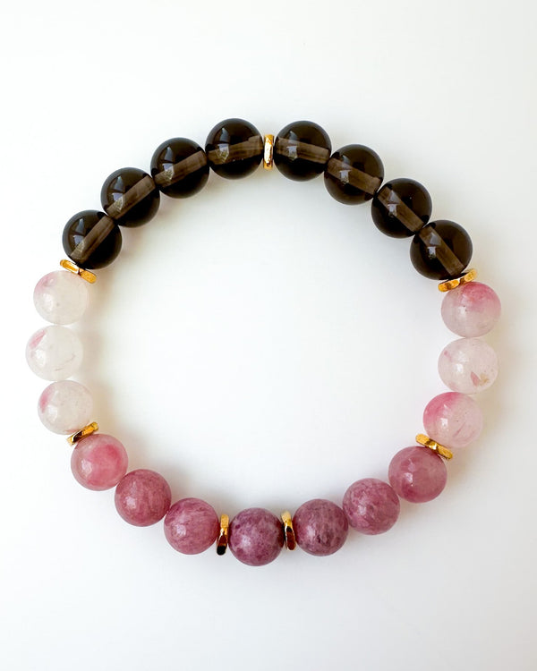 Crystal Bracelet PTSD 3.0 Rhodonite in Quartz · Apache tear