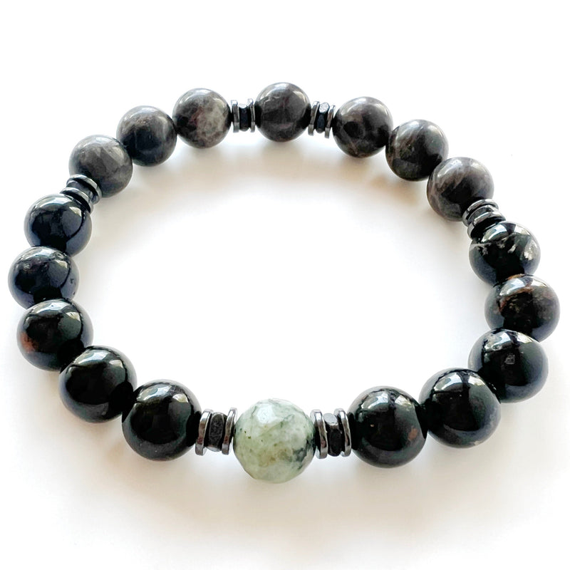 Jasper + Tourmaline + Labradorite Crystal Bracelet - Protector