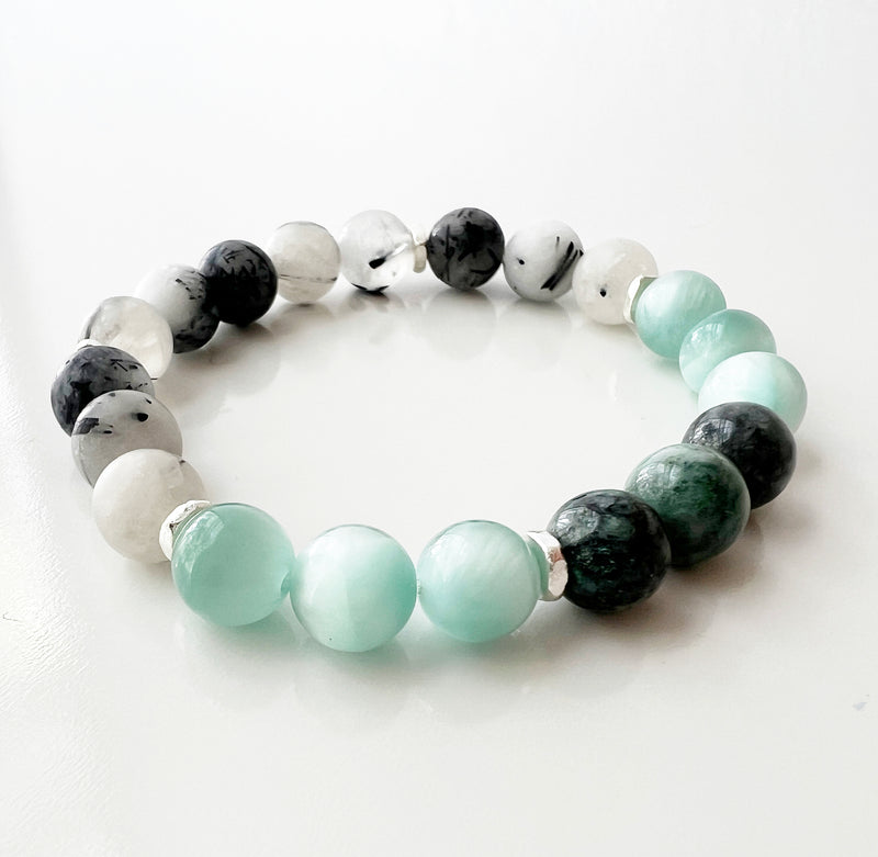 Burma Jade · Green Moonstone · Quartz Crystal Bracelet - Restore
