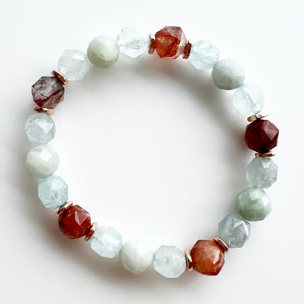 Aquamarine · Jade · Lepidocrosite Crystal Bracelet- Serenity Now