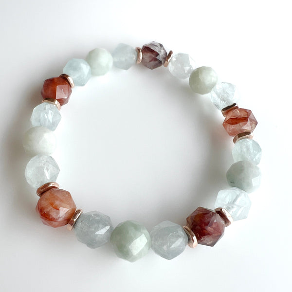 Aquamarine · Jade · Lepidocrosite Crystal Bracelet- Serenity Now