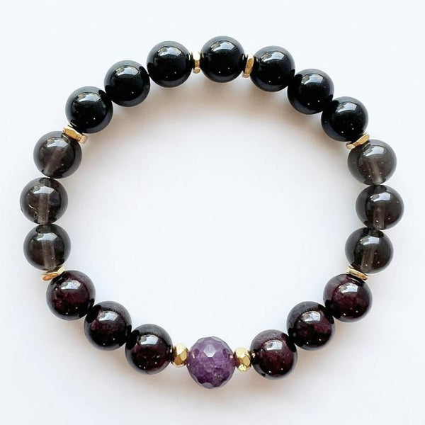 Ruby · Garnet · Tektite · Jade Crystal Bracelet - The Gloria