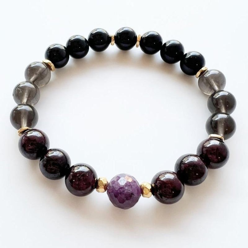 Ruby · Garnet · Tektite · Jade Crystal Bracelet - The Gloria