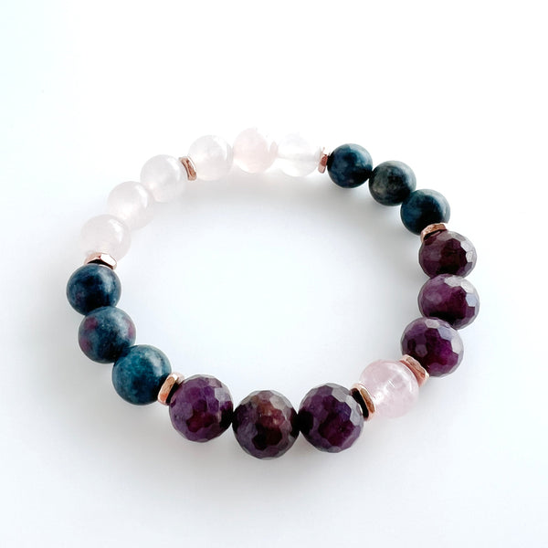 Morganite · Ruby · Rose quartz Crystal Bracelet - The Sarah