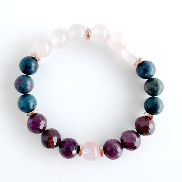 Morganite · Ruby · Rose quartz Crystal Bracelet - The Sarah