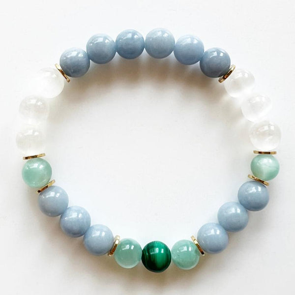 Malachite · Moonstone · Angelite Crystal Bracelet - The Terry