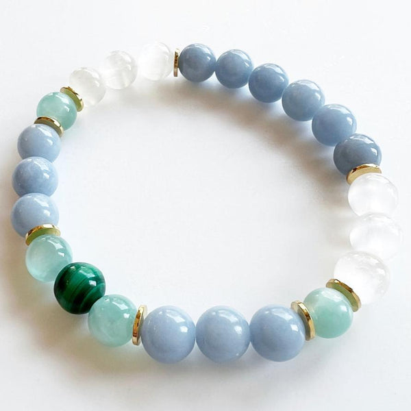 Malachite · Moonstone · Angelite Crystal Bracelet - The Terry