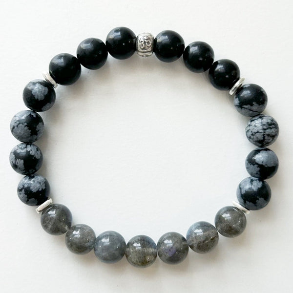 Labradorite · Snowflake Obsidian · Shungite Crystal Bracelet - Trust