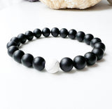 Onyx and Howlite Crystal Bracelet - YIN AND YANG