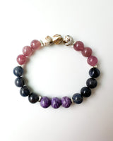 Charoite · Blue Rutile Quartz · Blue Rose Quartz · Wood Opal - Rochelle Crystal Bracelet