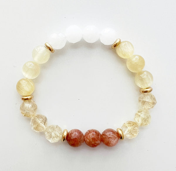 Sunstone · Citrine · Honey Calcite · Ice Mountain Jade crystal Bracelet 