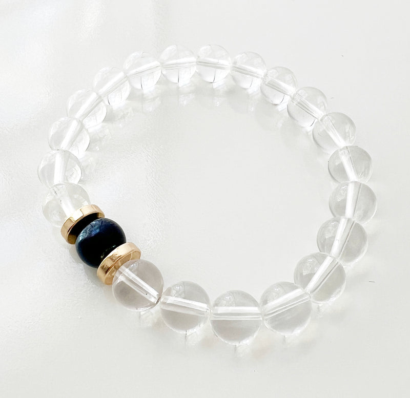 Covellite + Clear Quartz Crystal Bracelet - Manifest your dreams