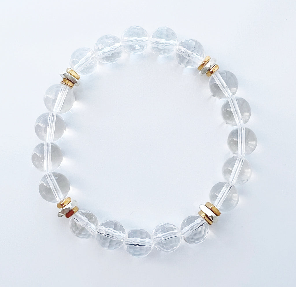 7 Chakra with Clear Quartz Beaded Bracelet – Sage Crystals