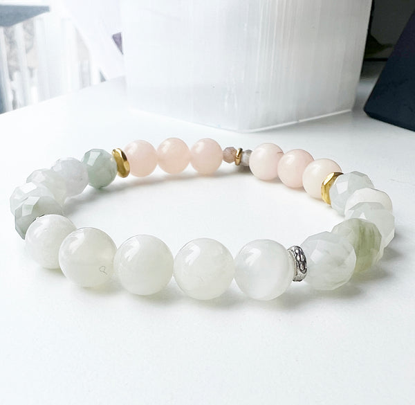 Moonstone jade chalcedony crystal bracelet