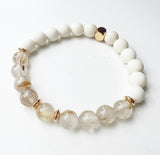 Rutilated Quartz + White Jade Crystal Bracelet - GOLDEN SERENITY