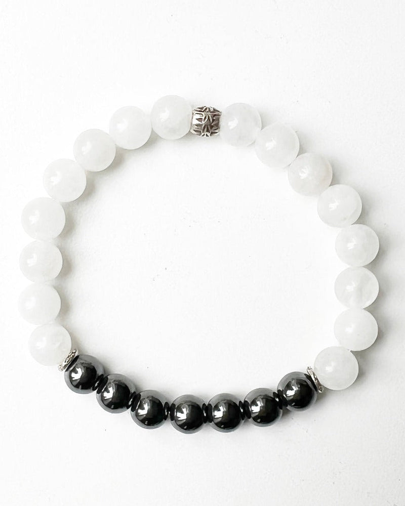 HEMATITE WHITE JADE BRACELET